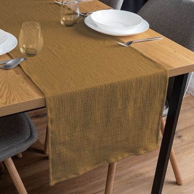 Biante Mušelínový behúň MSN-063 Okrovo hnedý 45x180 cm