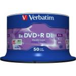 Verbatim dvd+r(50-пакет)/Двоен слой/Шпиндел/ 8x 8.5gb Матово сребристо (43758)