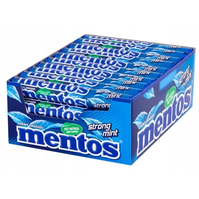 Mentos Strong Mint дъвчащи ментови бонбони кутия 40 x 37.5 г