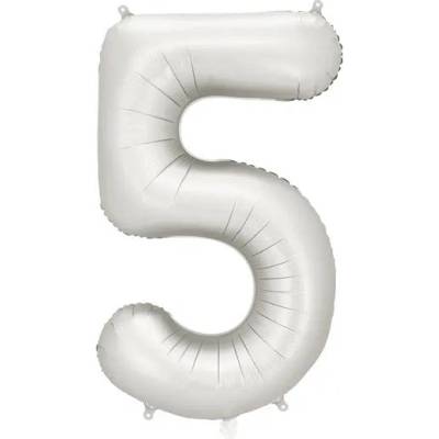 Party Deco Матиран Фолиев Балон Цифри Сребро 86 см - 5 (fb1s-5-018)