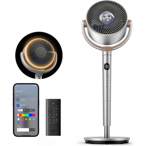 DREO Smart Pedestal Fan with RGB Light, 120° +120° Oscillating Fan with Remote Control, 20dB Quiet Floor Fan for Bedroom, 8H Timer, Silver - DR-HPF008S (DR-HPF008S)