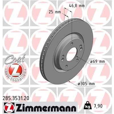 Brzdový kotúč ZIMMERMANN 285.3531.20 (285353120)
