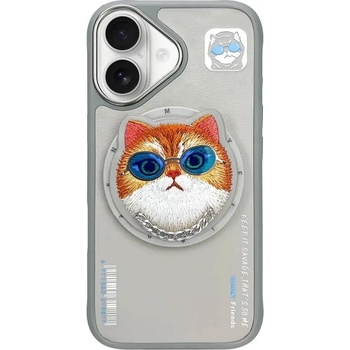 Nimmy Калъф Nimmy Glasses Cool Cat MagSafe за iPhone 16 - сив (6971080310744)