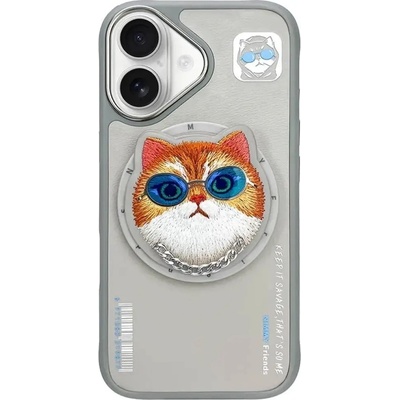 Nimmy Калъф Nimmy Glasses Cool Cat MagSafe за iPhone 16 - сив (6971080310744)