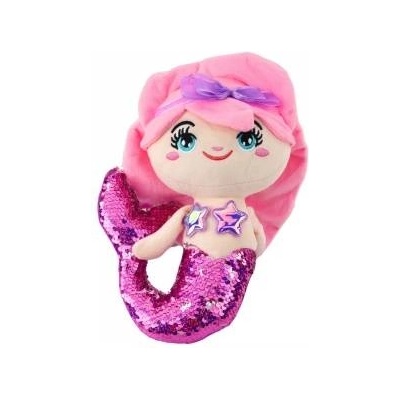 LEAN Toys Plush Mermaid Cuddly Toy Tail Sequin Pink-Purple 28cm
