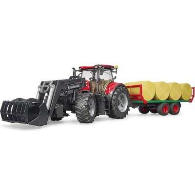 Bruder Traktor Case IH Optum 300CVX s predným nakladačom a prívesom s 8 balíkmi 03198 1:16