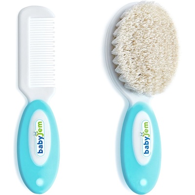 BabyJem Комплект гребен и четка BabyJem - С естествен косъм, син (519)