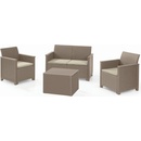KETER ELODIE 2 SEATER SOFA SET SMOOTH ARMS WITH STORAGE TABLE cappuccino/piesková