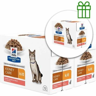 Hill's Prescription Diet k/d Péče o ledviny kapsička pro kočky losos 12 x 85 g, 2+1