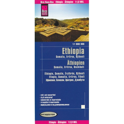 mapa Ethiopia, Eritrea, Somalia, Djibouti 1:1,8 mil. voděodoná