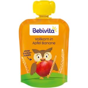 Bebivita Плодова закуска Bebivita - Пълнозърнеста спелта с ябълка и банан, 90 g - baby
