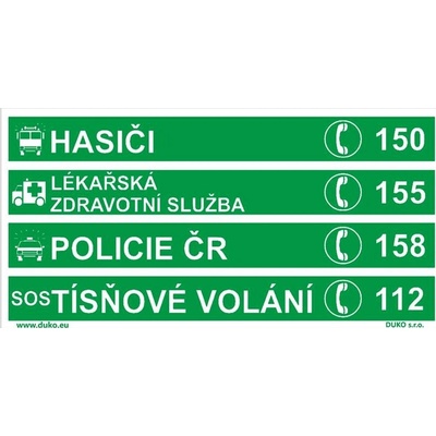 DUKO ČÍSLA TÍSŇOVÉHO VOLÁNÍ Formát: 300 x 150 mm, Materiál: plast 1 mm, samolepící vinylová fólie