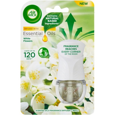 Air Wick Essential Oils White Flowers Bílé květy elektrický osvěžovač vzduchu komplet 19 ml