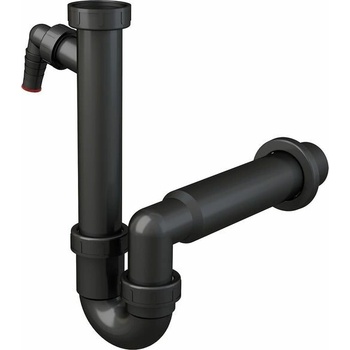 Alcadrain Dřezový sifon s maticí 6/4" a přípojkou, černá A81-DN50-ECO