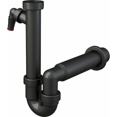 Alcadrain Dřezový sifon s maticí 6/4" a přípojkou, černá A81-DN50-ECO