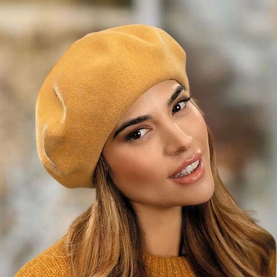 TONAK Okrový baret FLORA 100% vlna WOOLMARK