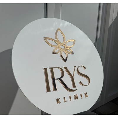 Plexi kruh biely s vyrezaným plexi logom (3D) Veľkosť: S (Priemer 45 cm)