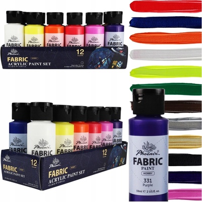Veľká sada farieb na textil svetlé tmavé 12 x 59 ml