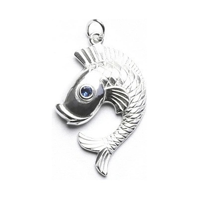 Čištín Stříbrný přívěsek ryba syntetický akvamarin P 463