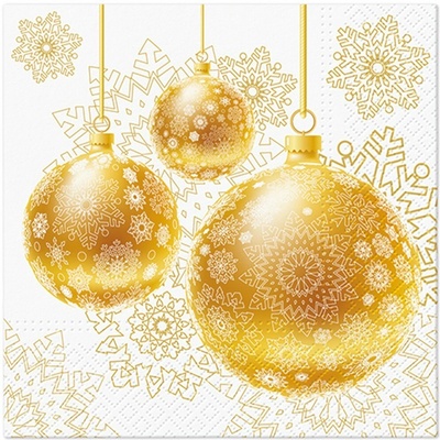 PAW2 Papírové ubrousky PAW Gold Ornamental Baubles 20 ks 33x33cm