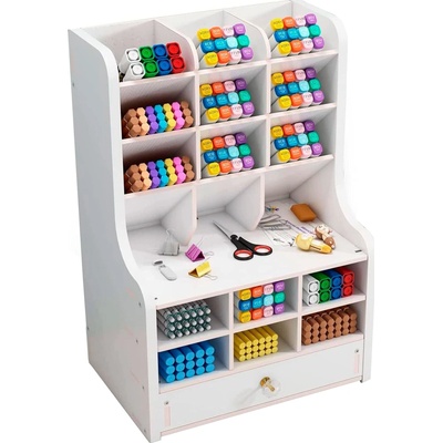 Organizér na písací stôl Essosway biely PVC so zásuvkou