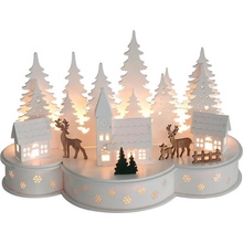 MagicHome Vesnička s jeleny, 10 LED teplá bílá, 2xAA, MDF, 30x14x19,5 cm