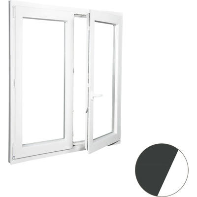 Aluplast Plastové okno dvoukřídlé antracit/bílé 800 x 1100 mm Pravé, Trojsklo Ug= 0,7