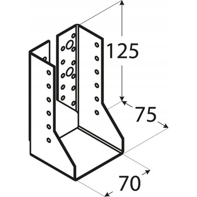 Domax WBZ 21 trámová topánka uzavretá 70x125x2,0 mm