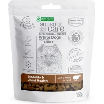 Nature's Protection Superior Care White Dogs Mobility & Joint Health with Lamb- Снакс за поддържане на мобилността и здравето на ставите с агнешко за възрастни кучета от всички породи с бяла козина- 150гр