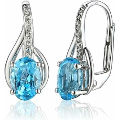 Gems, Diamantové náušnice Monroe, bílé zlato s brilianty a modrými topazy, 585-38-3-4526.1B00.0.00.HSI.603.08