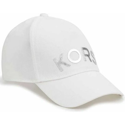 Michael Kors Детска памучна шапка Michael Kors в бяло с апликация (R11121)