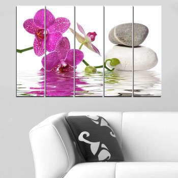 Vivid Home Картини пана Vivid Home от 5 части, Цветя, Канава, 160x100 см, 2-ра Форма №0561