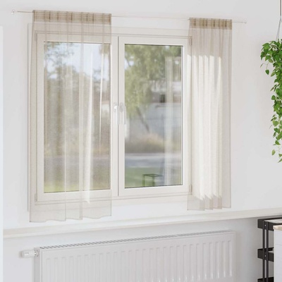 vidaXL Перде от воал С завеси 2 pcs Пясък 175 x 140 см Полиестер (4108018)