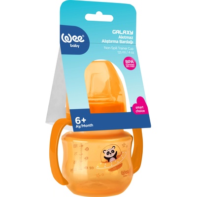 Wee Baby Преходна чаша с дръжки Wee Baby - Galaxy, PP, 125 ml, жълта (753)