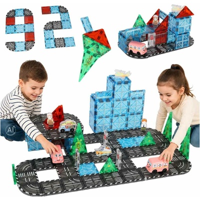 KIK Magnetická stavebnica 3D mesto a autá, 91 ks