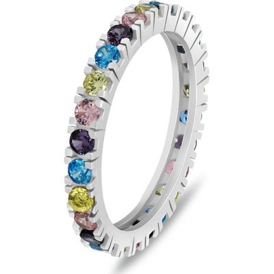 Brilio Silver stříbrný prsten s barevnými zirkony RI116WRBW