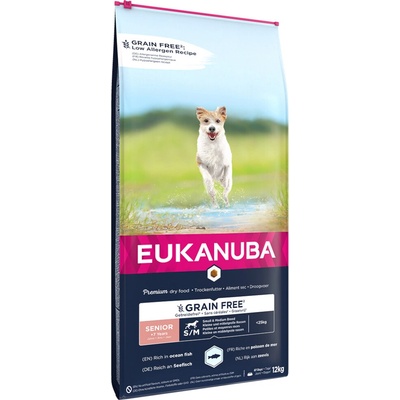 Eukanuba Senior Small & Medium Breed Grain Free morské ryby 2 x 12 kg