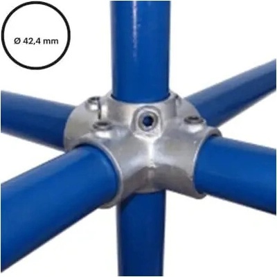 Konstrukční fitinka, spojka ocelových trubek pr. 42,4 mm – úhlový spojovací kříž, ježek 158-C42