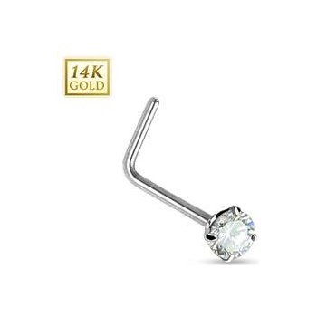 Šperky4U zlatý piercing do nosu čirý zirkon ZL01027C-WG
