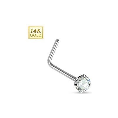 Šperky4U zlatý piercing do nosu čirý zirkon ZL01027C-WG