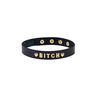 Liebe Seele Choker Bitch (Gold), kožený fetiš obojok