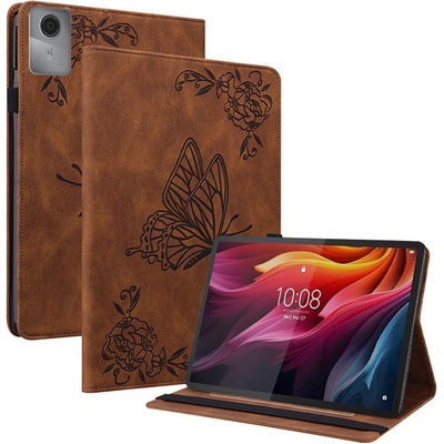 Lenovo Tab K11 Gen 2 / Lenovo Idea Tab- Кожен калъф с Протектор, Дизайн Пеперуда / Цвете, Стойка и Държач за писалка (Зелен, Син, Червен, Кафяв, Лилав, Розов)