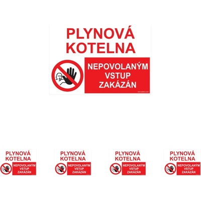 Walteco Plynová kotelna/Nepovolaným vstup zakázán, 210x148mm, formát A5, samolepka Množství: 5 ks , 20062BP1