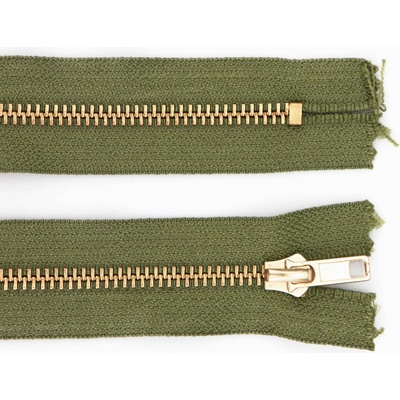 Pro Háčkování Kovový zip nedělitelný 12 cm, Ø 6 mm khaki