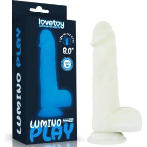  Пенис дилдо с тестиси, светещо в тъмното, 20, 9см. - Lumino Play Dildo (LVTOY00690)