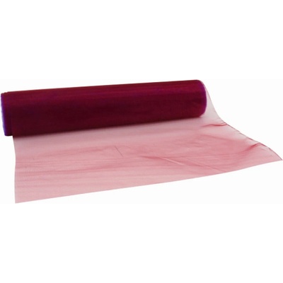 Organzový běhoun na stůl 280 mm x 10 m vínová