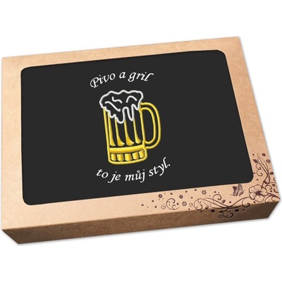 Povlečení Plus Pánská zástěra v dárkovém balení černá 72x100 Pivo a gril to je můj styl