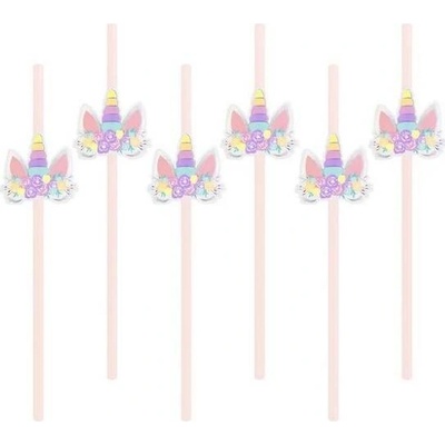 Party Pal Slamky s jednorožcom 6 ks 19,5 cm