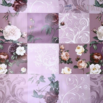 Obrusovina PVC s kvetmi a ornamentami