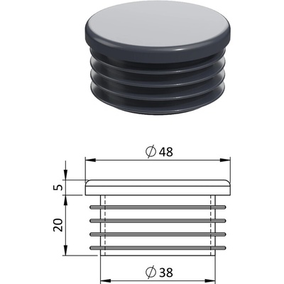 Plastová krytka o průměru 48mm - různé barvy Barva: Antracit